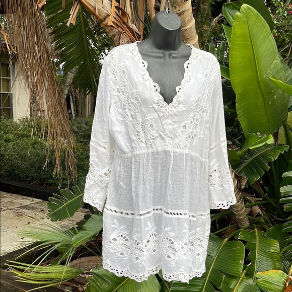 Anthropologie Raga eyelet cut Work Bohemian dress - Picture 3 of 6